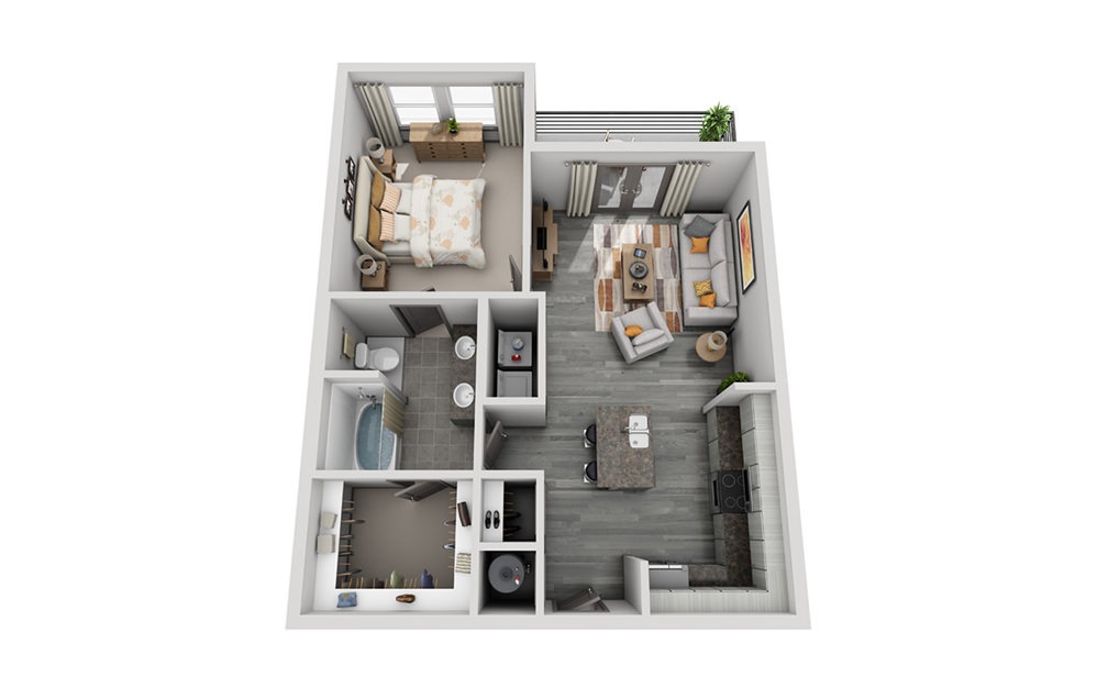 A2 - 1 bedroom floorplan layout with 1 bath and 778 square feet.